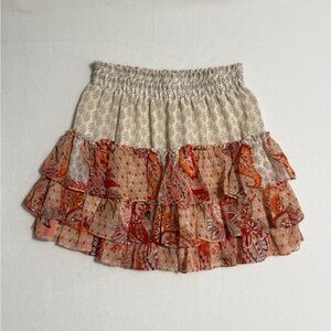 Misa Los Angeles Boho Patchwork Floral Mini Skirt Size XS